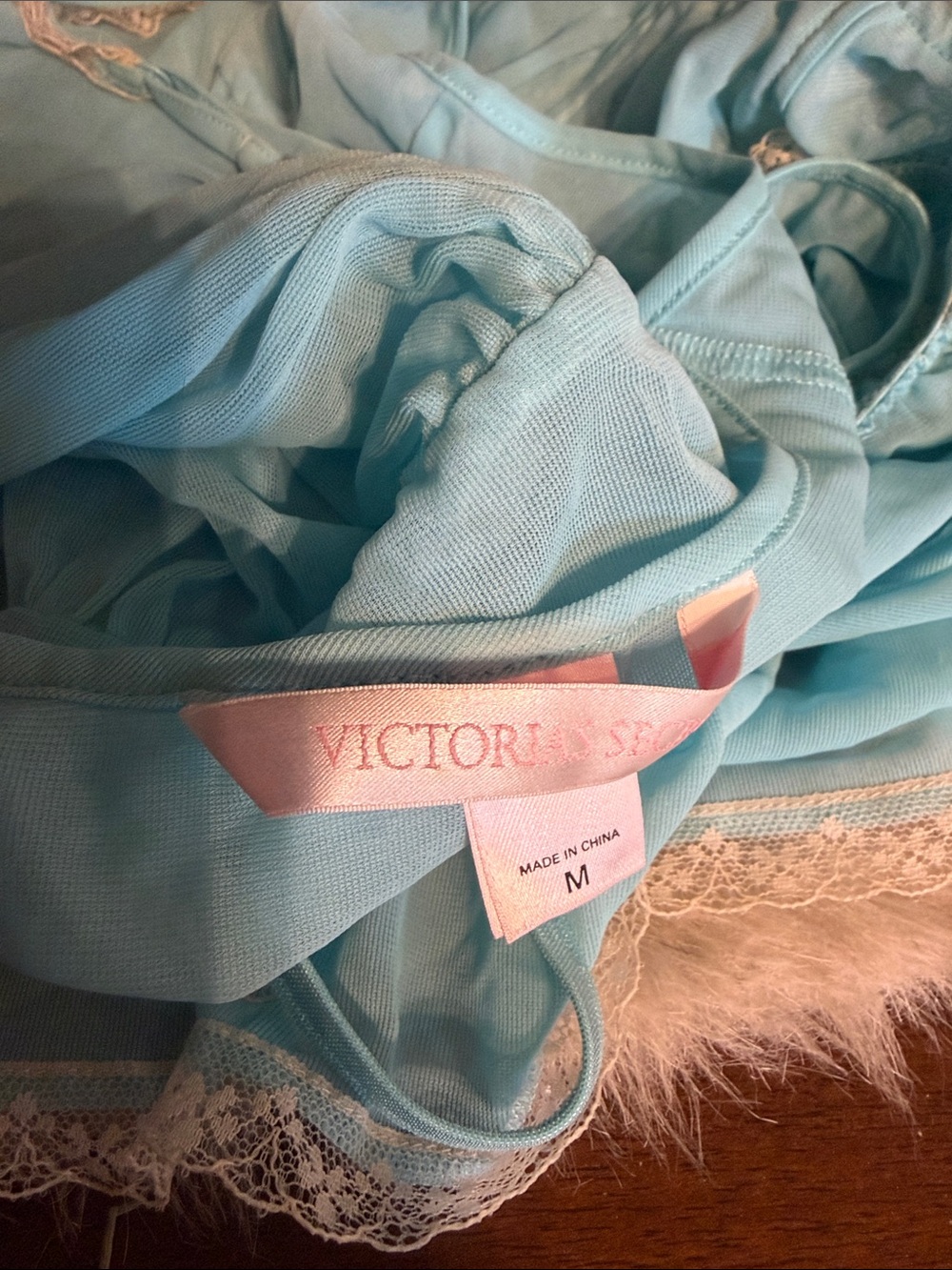 Victoria's Secret Light Blue Lace-Trim Chemise M NWOT (1600) - Picture 5 of 5